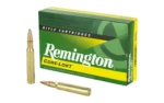 Remington Core-Lokt Rifle Ammunition, green box with two brass cartridges