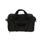 Allen Sporter Range Bag, black front view with carry handles, pockets and shoulder strap