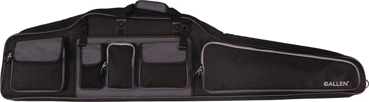 primary-23859 The Allen Company GEARFIT MOA black and grey scoped rifle case, side view with pockets