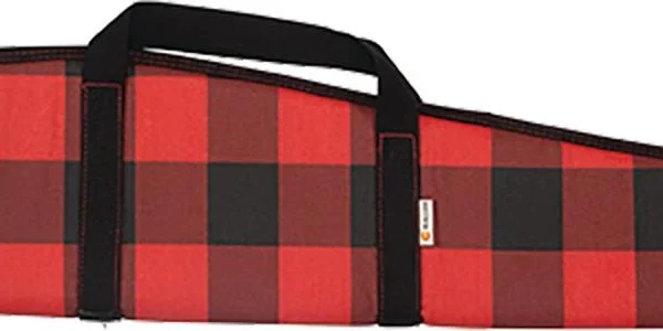 The Allen Company LAKEWOOD rifle case, right side in red and black buffalo plaid with carry handles