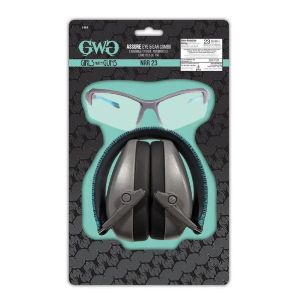The Allen Company Inc. Allen Girls With Guns Assure Protective Safety Glasses & Earmuffs Combo Set Gray/Teal/Black NRR - 23dB