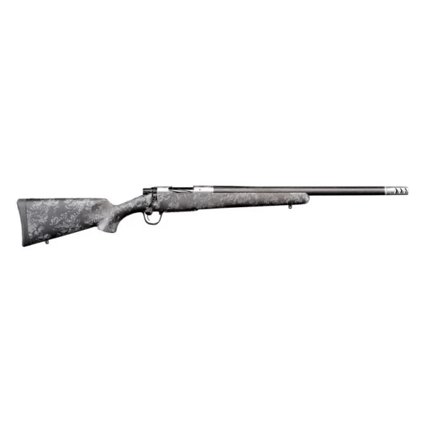 Christensen Arms Ridgeline FFT rifle, right-side view with gray stock and black barrel
