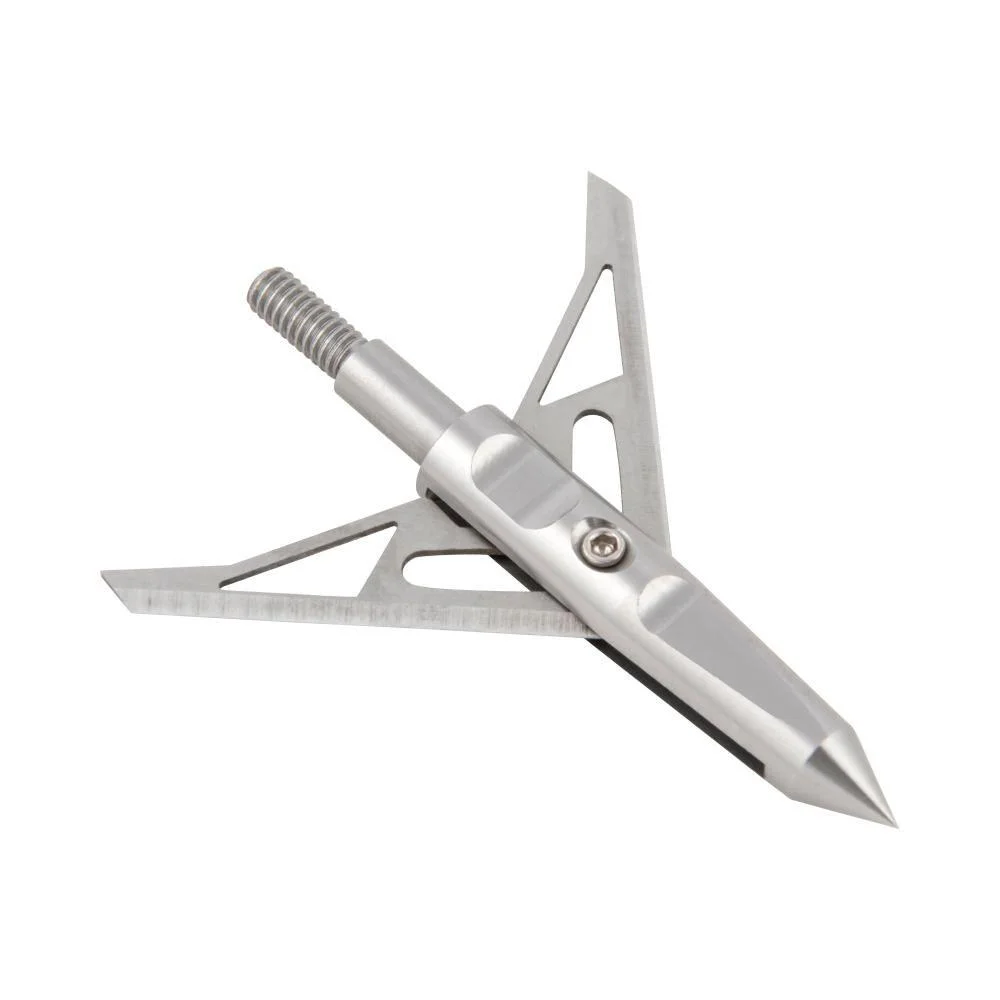 primary-23907 Allen Stryke Vapor Rear Deploying Broadhead, silver side view with two open blades