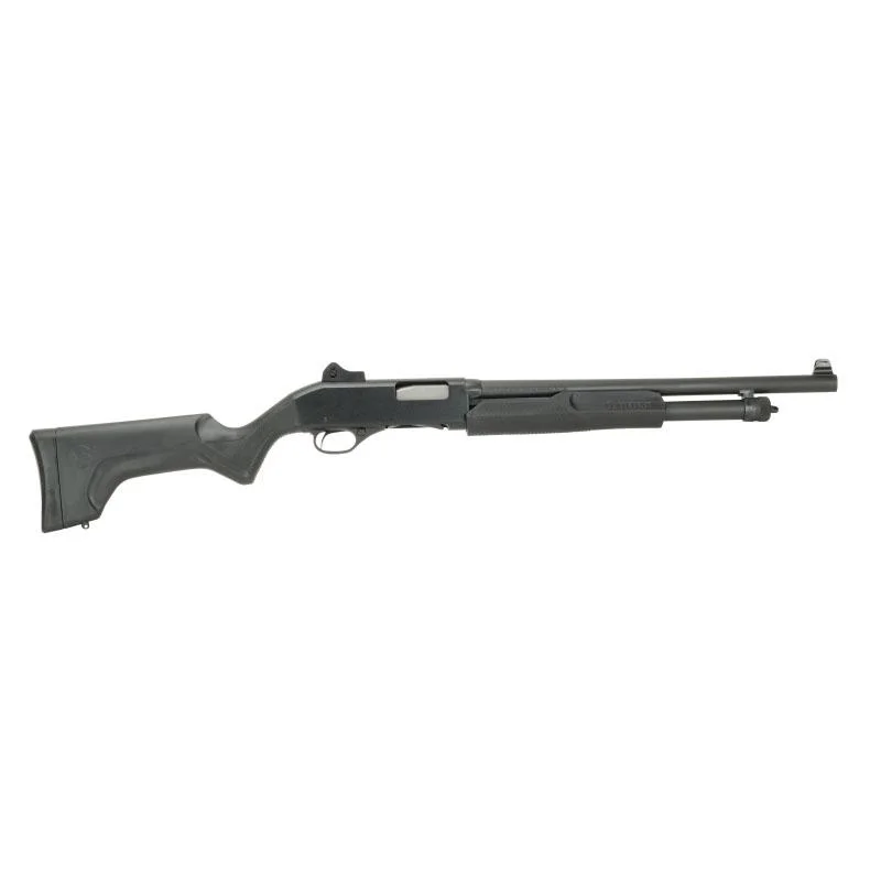 primary-24 STEVENS 320, right-side view with black synthetic stock, pump fore-end and ghost ring sight