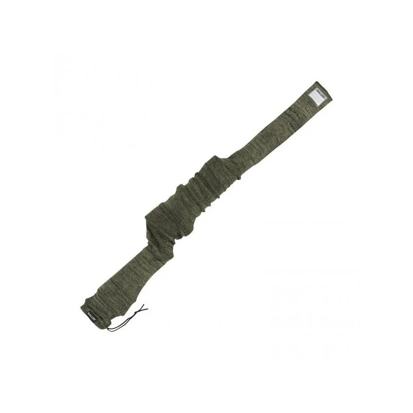 primary-24003 Allen Stretch Knit Gun Sock, long green knit sleeve with gathered fabric and open end