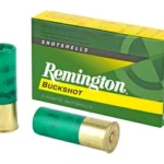 Remington REM EXP 12GA 2.75 00 BCK, green and yellow box with two green shotshells