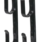 Allen Two Place Metal Gun Bow and Tool Rack, front view of two black metal wall racks with hooks