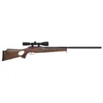 Crosman Benjamin Trail XL Magnum Wood air rifle, right-side view with brown stock and scope