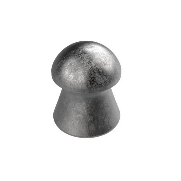 Crosman BD17 Benjamin Single Die pellets, close-up of one dark gray domed pellet