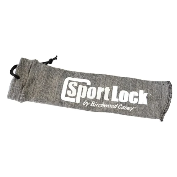 Birchwood Casey Silicone Gun Sleeve Handgun, grey drawstring sleeve with white SportLock logo