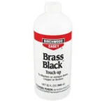 Birchwood Casey Brass Black Touch-up white bottle with red and black label, front view