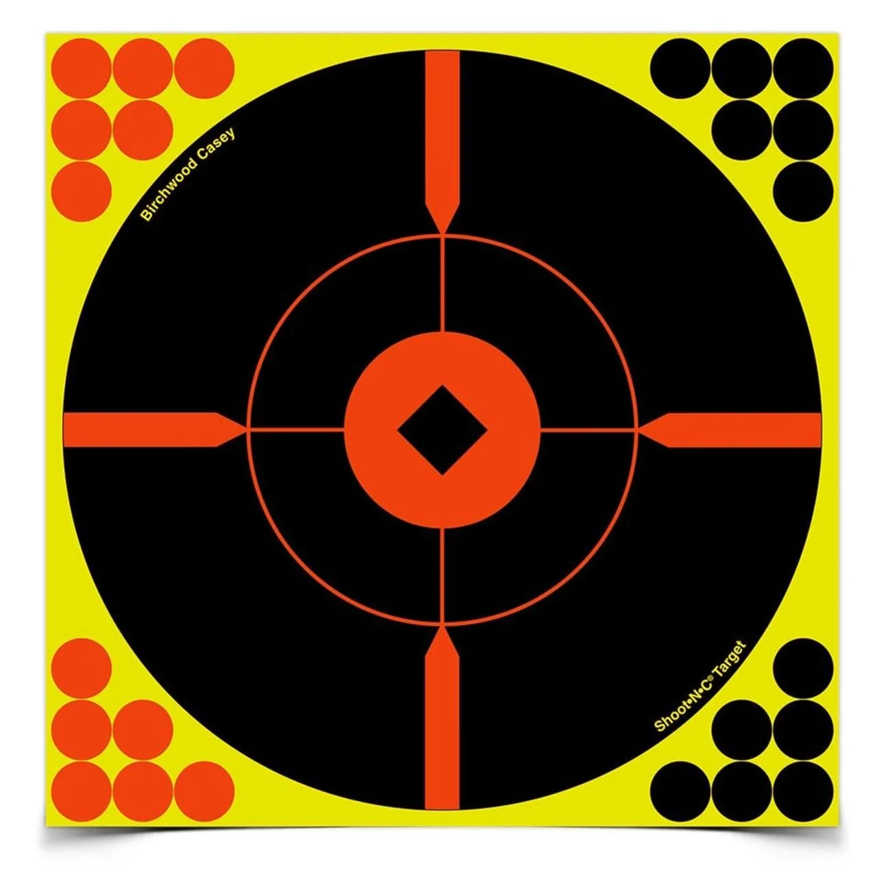primary-24279 Birchwood Casey Shoot-N-C Bull's Eye BMW Targets, front view with black and orange bull's-eye