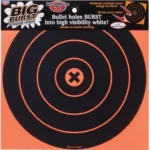 Birchwood Casey Big Burst targets, orange and black bullseye target viewed from front
