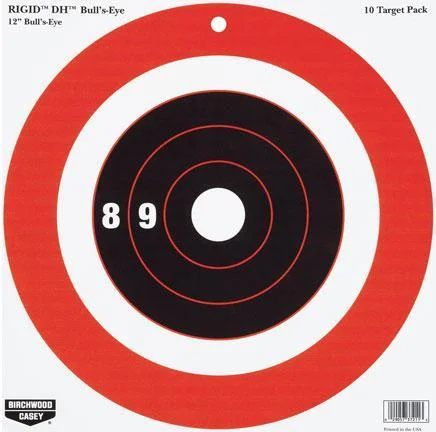 Birchwood Casey Rigid Paper DH Bulls-Eye Target 12" 10/ct