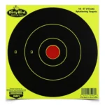 Birchwood Casey Dirty Bird 6-inch Yellow Bull's Eye Targets, black rings with red center