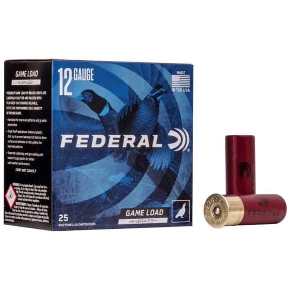 Federal Cartridge Co. Federal Game-Shok Upland Game Hi Brass Load Shotshells 12ga 2-3/4" 1-1/4 oz 1330 fps #4 25/ct