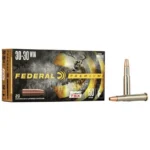 Federal Barnes TSX rifle ammunition, black and gold box with two cartridges beside it