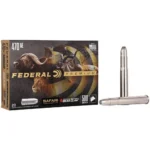 Federal Premium Cape-Shok Rifle Ammunition, safari-themed box with two silver cartridges
