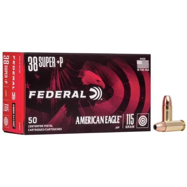Federal Cartridge Co. American Eagle Handgun Ammunition .38 Super (+P) 115 gr JHP 1130 fps 50/rd