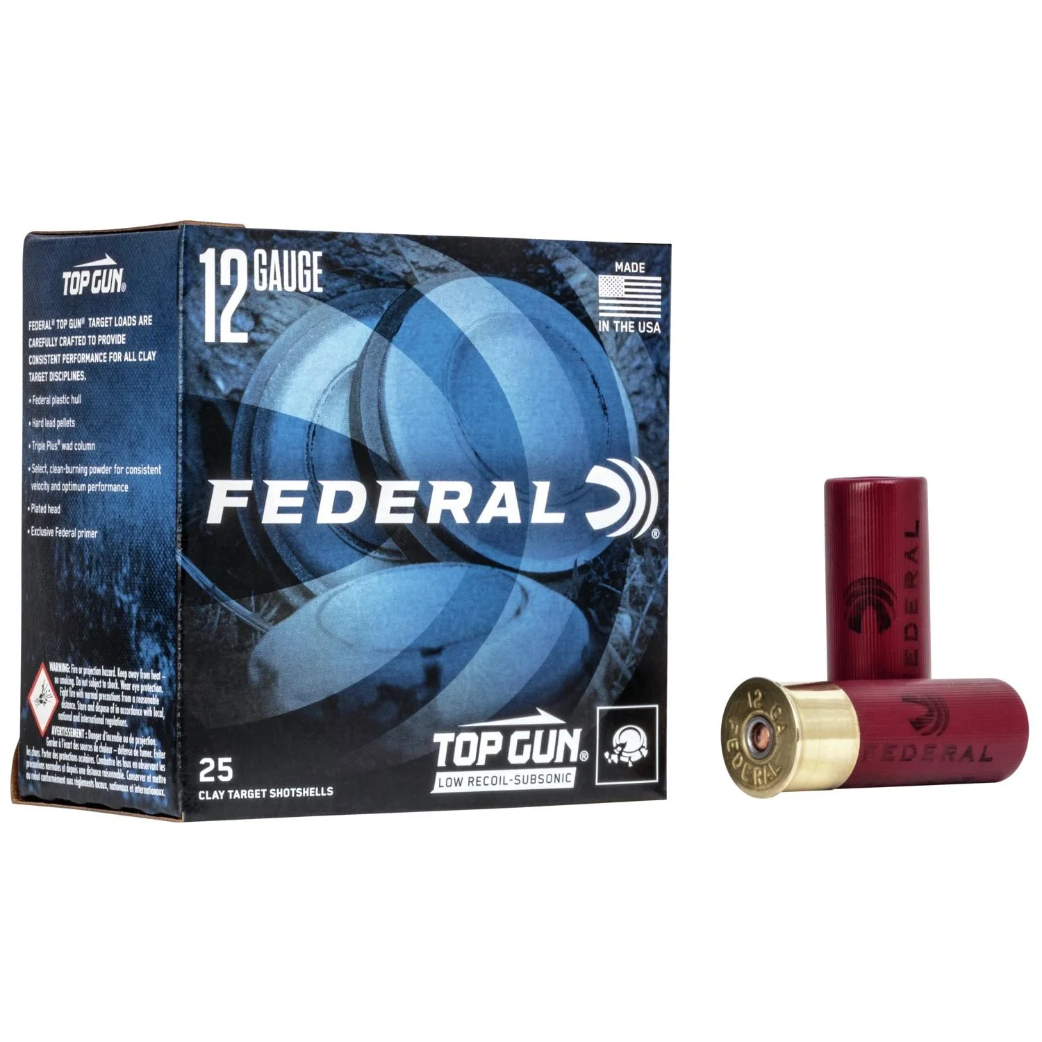 primary-24472 Federal Top Gun Shotshells, blue box with one upright red shell and one shell on its side