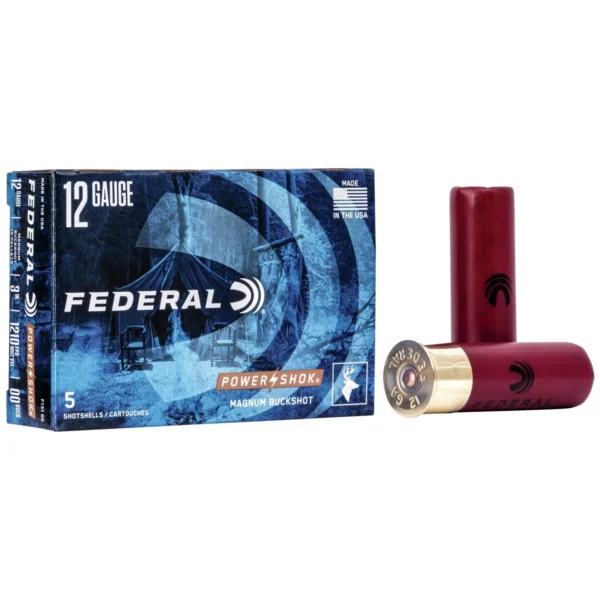 Federal Cartridge Co. Federal Power-Shok Buckshot Shotshells 12ga 3" 15 plts #00 1210 fps 5/ct