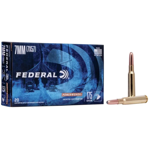 Federal Cartridge Co. Federal Power-Shok Rifle Ammunition 7mm Mauser 175 gr RNSP 2390 fps - 20/ct