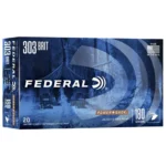 Federal Power-Shok blue ammunition box, front view with large Federal logo