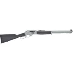 Henry All-Weather Lever Action Side Gate rifle, right-side view in black and silver
