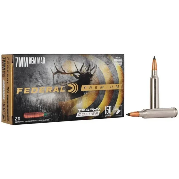 Federal Cartridge Co. Federal Trophy Copper Rifle Ammunition 7mm Rem Mag 150gr HP 3025 fps 20/ct