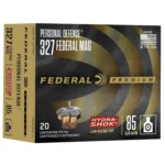 Federal Premium Personal Defense Handgun Ammunition, front of black and gold box