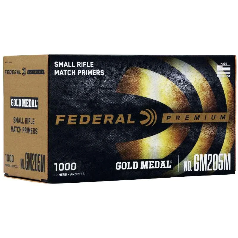primary-24600 Federal Premium Gold Medal Centerfire Primers, front view of black and gold retail box