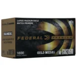 Federal Premium Gold Medal Centerfire Primers front view of black and gold retail box