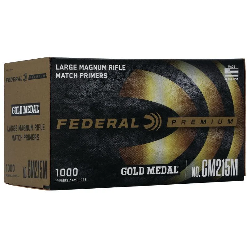 primary-24601 Federal Premium Gold Medal Centerfire Primers front view of black and gold retail box