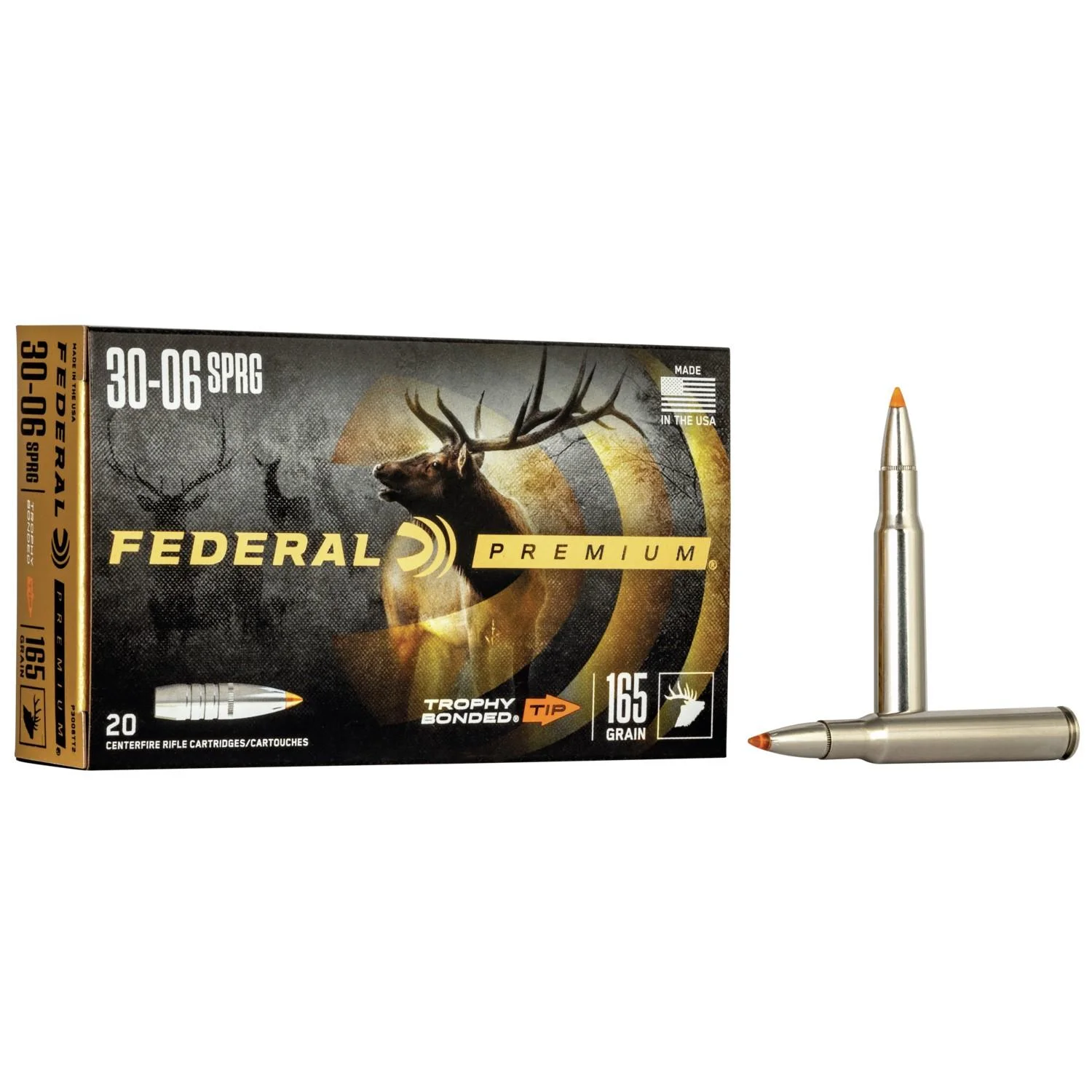 primary-24606 Federal Premium Vital-Shok Rifle Ammunition, green box with two cartridges beside it