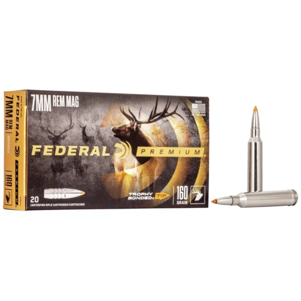 Federal Cartridge Co. Federal Trophy Bonded Tip Rifle Ammunition 7mm Rem Mag 160gr PT 2900 fps 20/ct