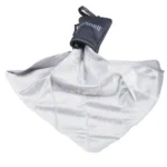 Bushnell SPUDZ black lens cleaning cloth, unfolded grey microfiber cloth with black clip pouch