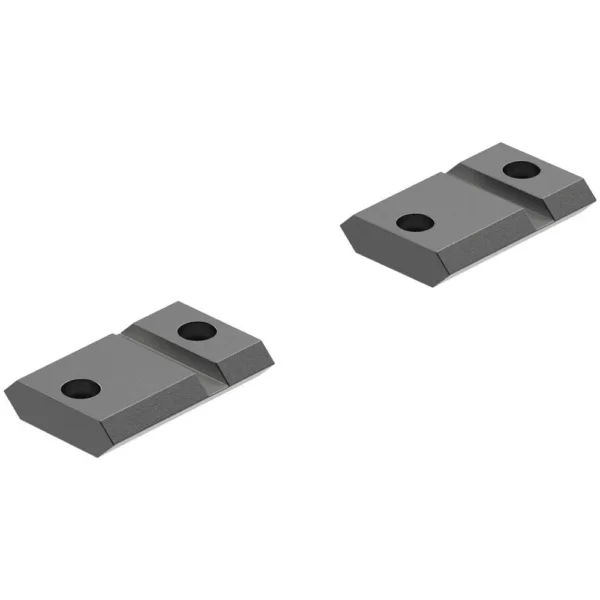 Leupold QRW Detachable Weaver Style Base, two matte black base pieces in top angled view