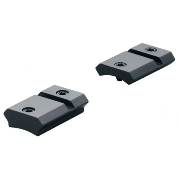 Leupold 2-Piece QRW Detachable Weaver Style Base, black angled top view of two mounting bases