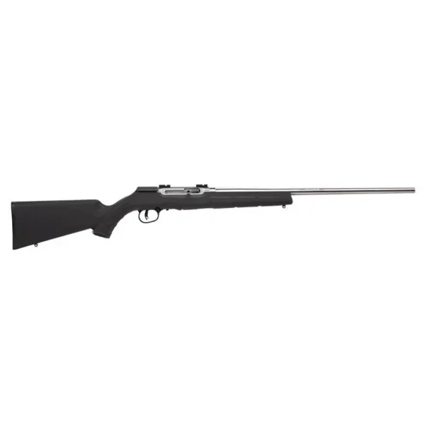 Savage Arms A22 FS Rifle, black right-side view with long barrel, stock and magazine
