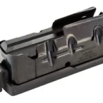 Savage Arms Axis magazine, black angled top view with metal feed lips and polymer body