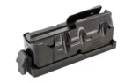 Savage Arms Axis magazine, black angled top view with metal feed lips and polymer body