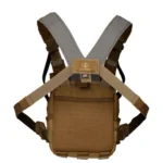 Leupold Pro Guide Binocular Harness 2, tan rear view with crossed straps and mesh pouch