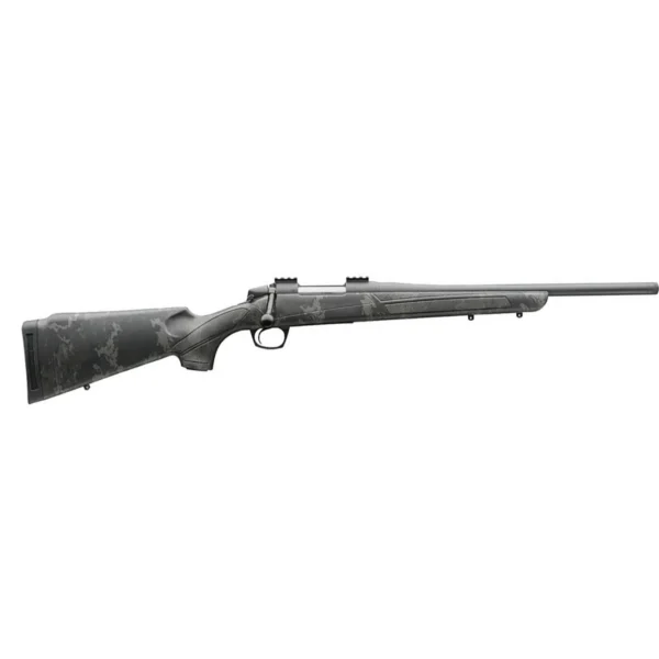 CVA Cascade Rifle, right-side view with dark camouflage stock, black barrel and scope rail