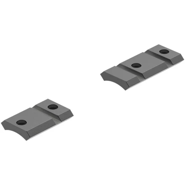 Leupold QRW Savage Round Receiver Rail, two matte black rail sections viewed from above