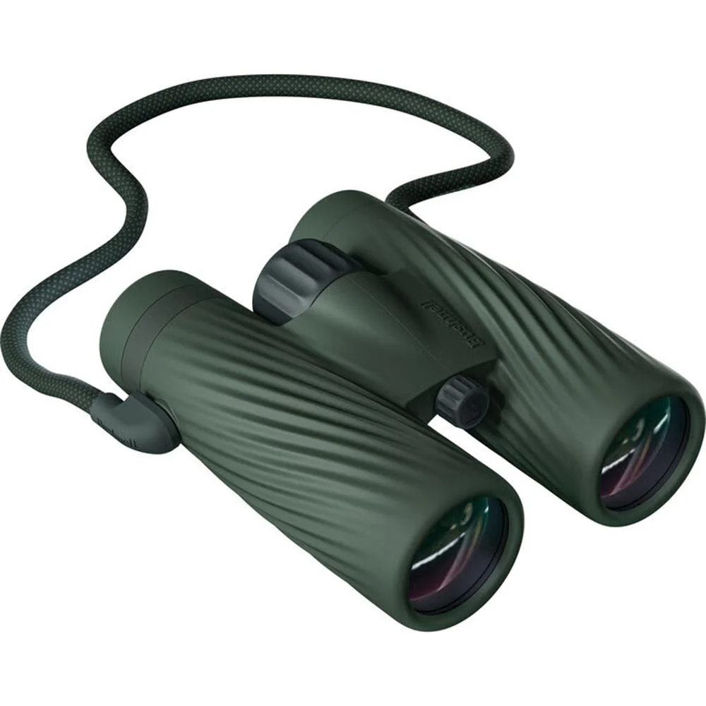 primary-24982 Bushnell A5 binoculars in cilantro green, angled front view with neck strap