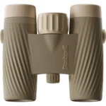 Bushnell A1 Compact Binoculars, trench tan front view with textured barrels and focus wheel
