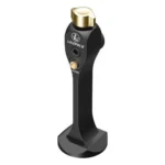 Leupold Quick-Stem Binocular Tripod Adapter, upright front view in black with gold-tone fittings