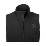 Leupold Gale Force Pro Men's Vest, black front view with stand collar, zipper and chest logo