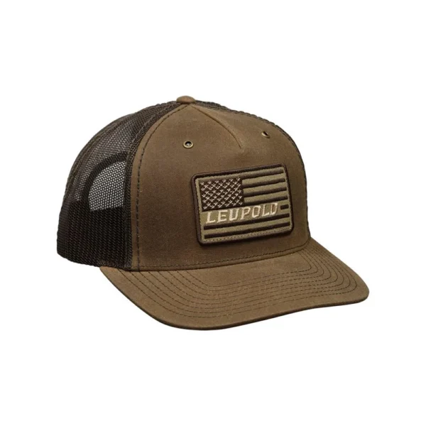 Leupold & Stevens Inc. Leupold Flag Waxed Canvas Trucker Hat Buck/Brown