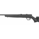 Savage Arms SAV B17 F, black rifle in right side view with long barrel and synthetic stock